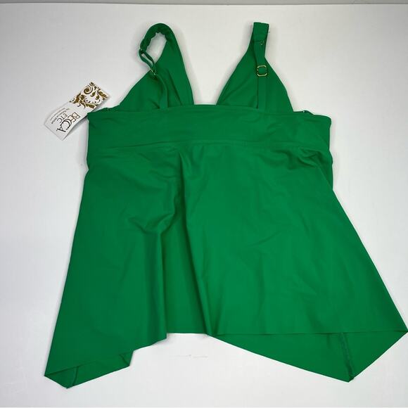 Becca Etc Color Code Flounce Tankini top verde green - 1X - Picture 7 of 11